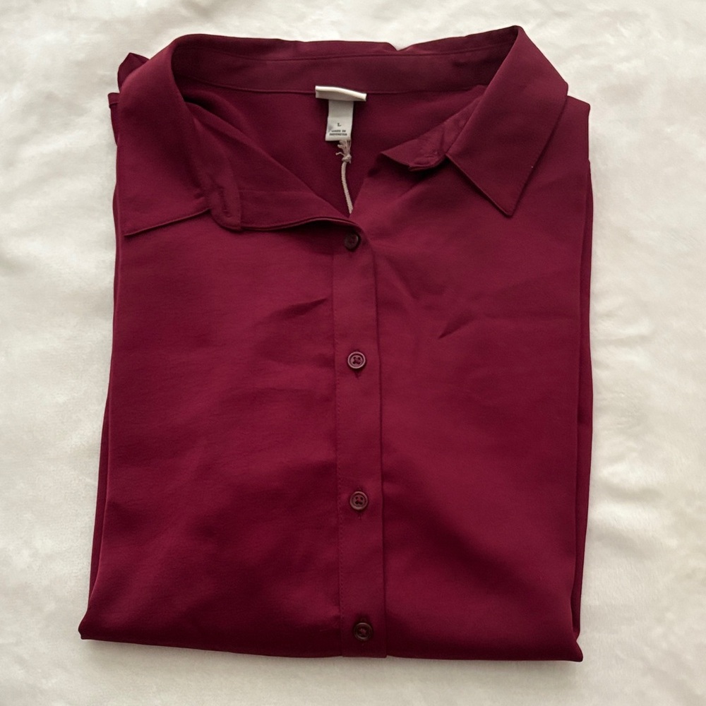 a new day Women's Burgundy Button Down Shirt